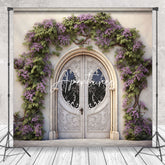 Aperturee - White Luxury Retro Door Floral Vine Spring Backdrop